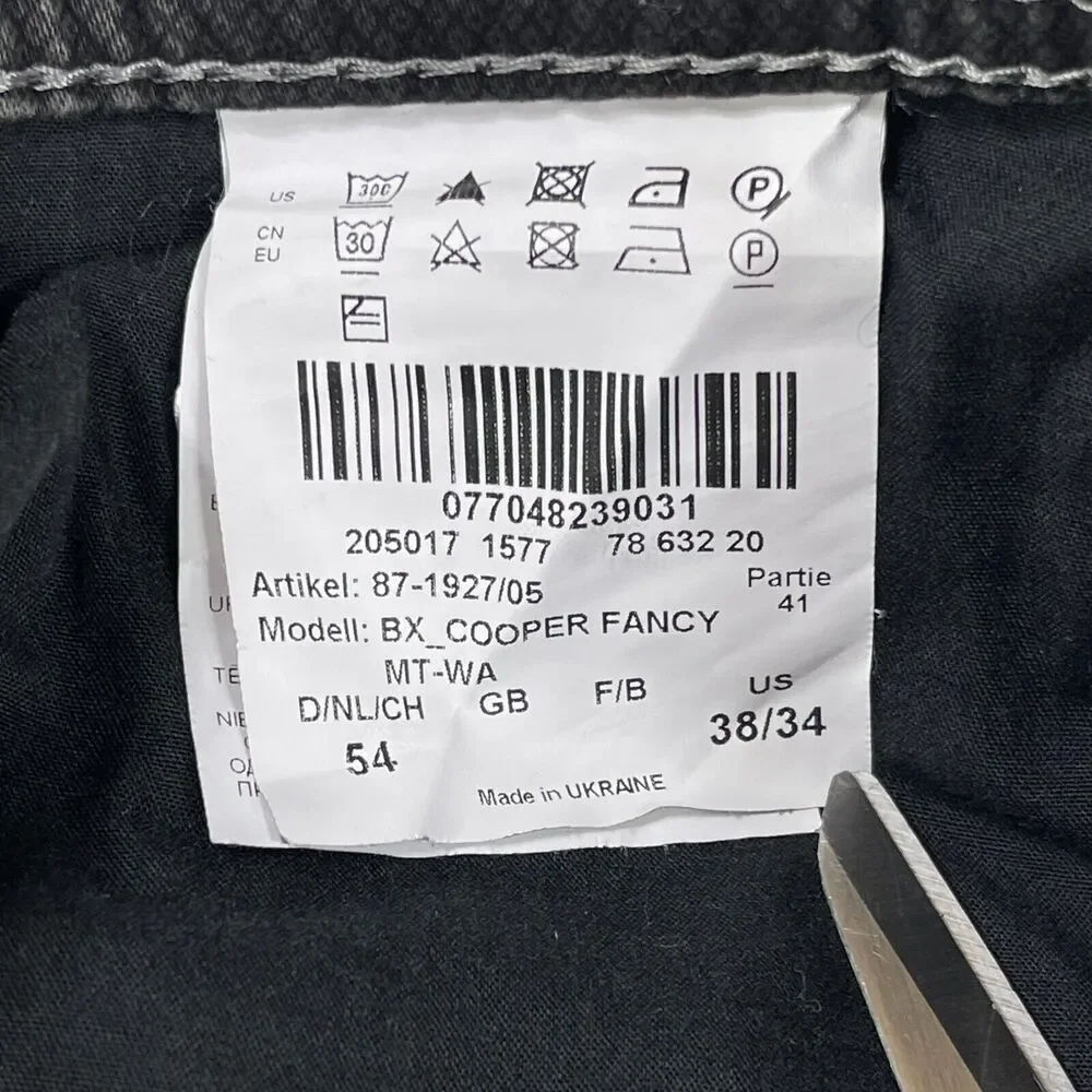 Brax Feel Good Cooper Pants Men's 38 X 34 Gray Cotton Mid-Rise Straight Leg
